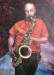 saxofon 2009 akryl na plátně 110 x 80